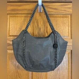 The Sak Grey Leather Hobo Bag with Braided Chain Straps – 100% Leather